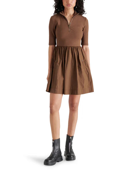 Berlina Half Zip Mixed Media Dress