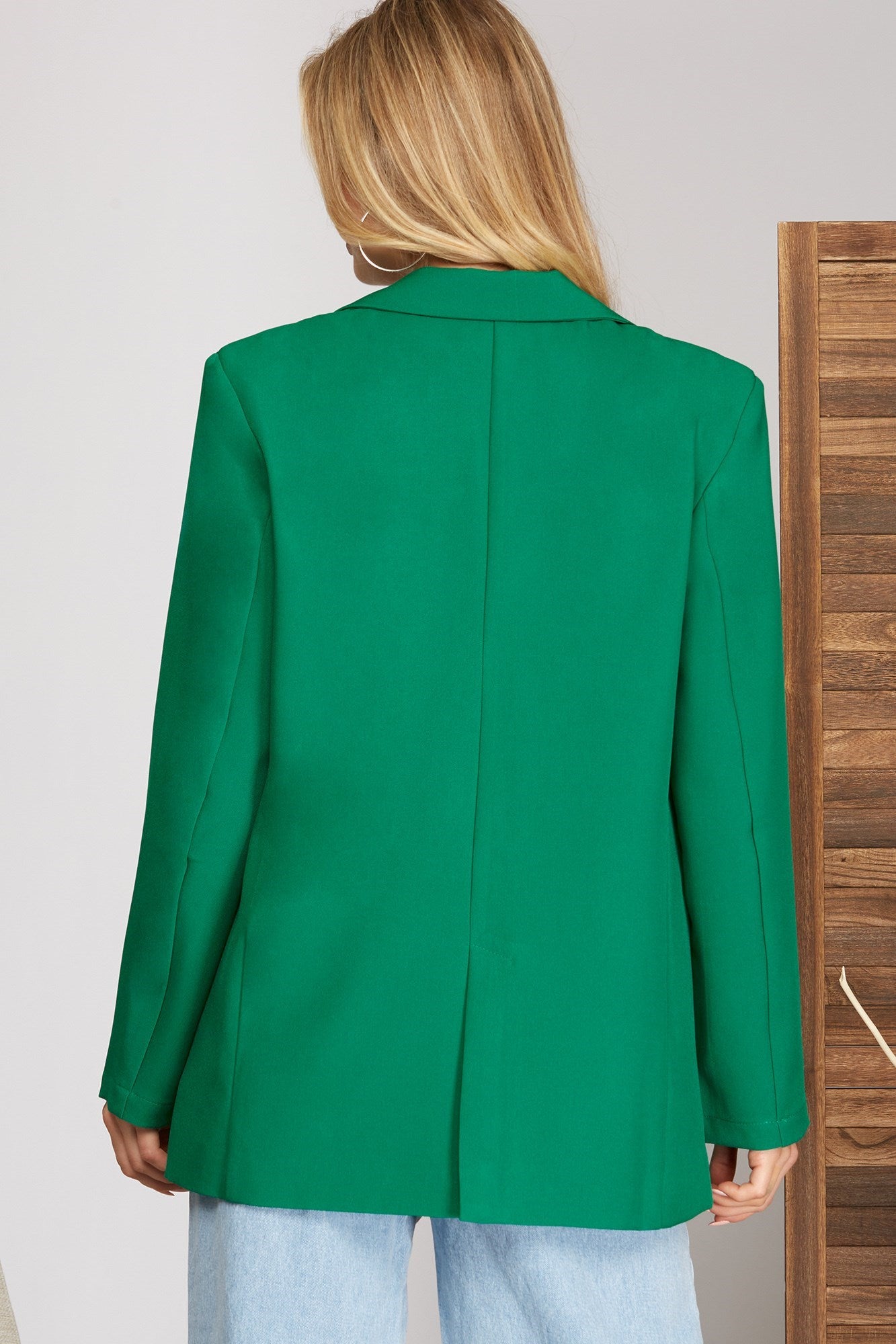 SINGLE BREASTED WOVEN BLAZER WITH POCKETS - The Season Boutique