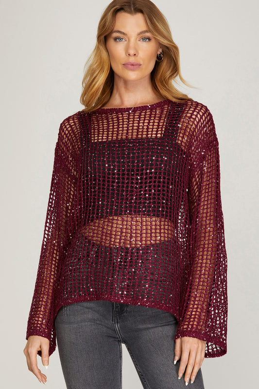 FISH-NET TOP WITH SEQUINS