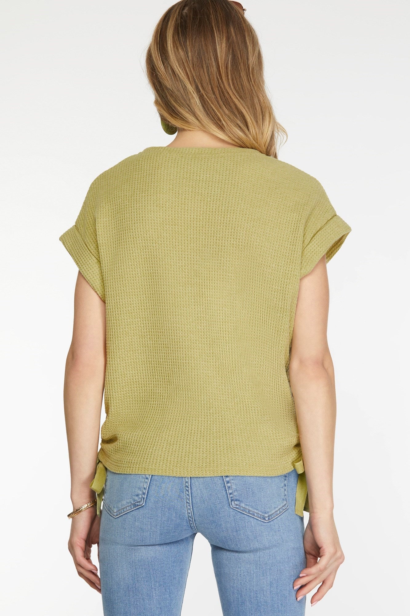 Waffle Knit Top w/ Side Drawcord