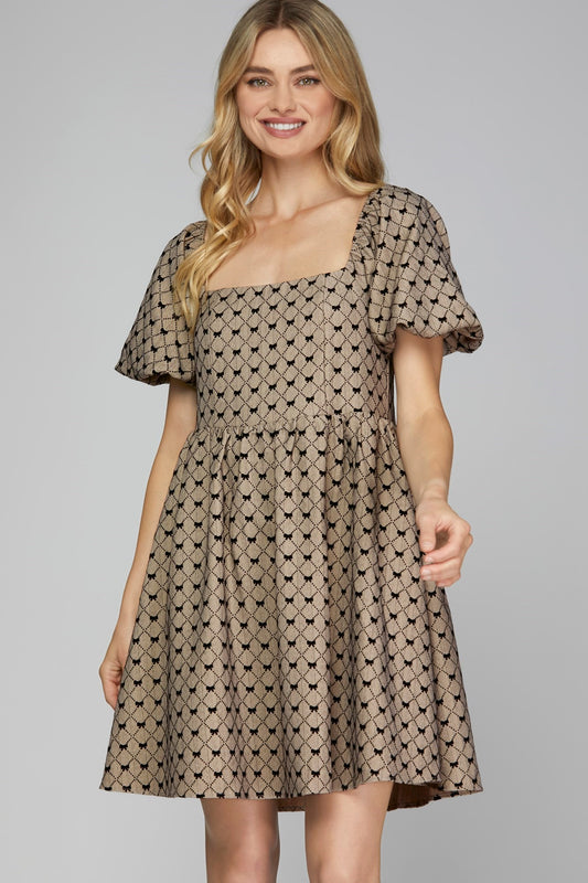 BOW WOVEN DRESS WITH POCKETS