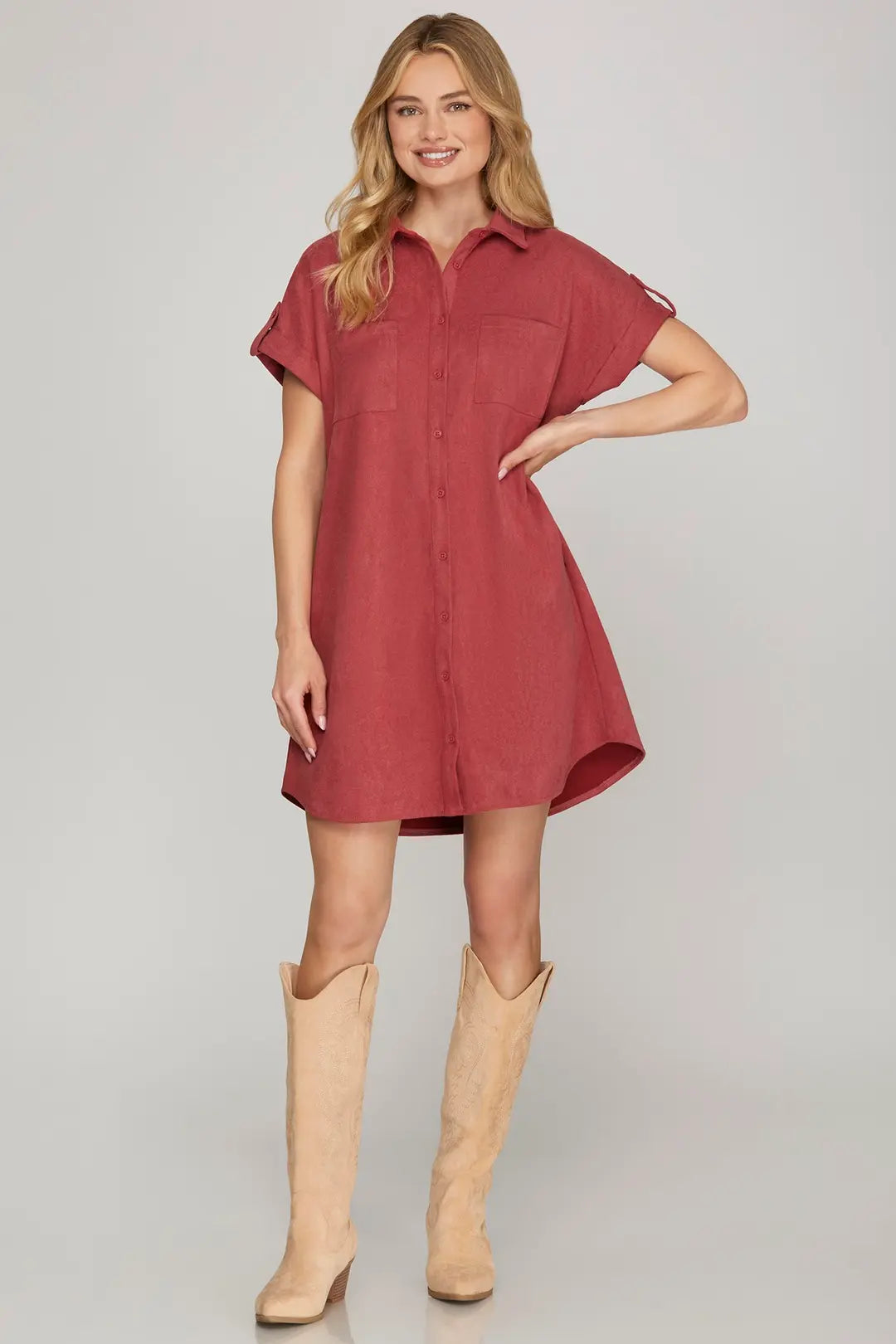 SUEDE SHIRT DRESS