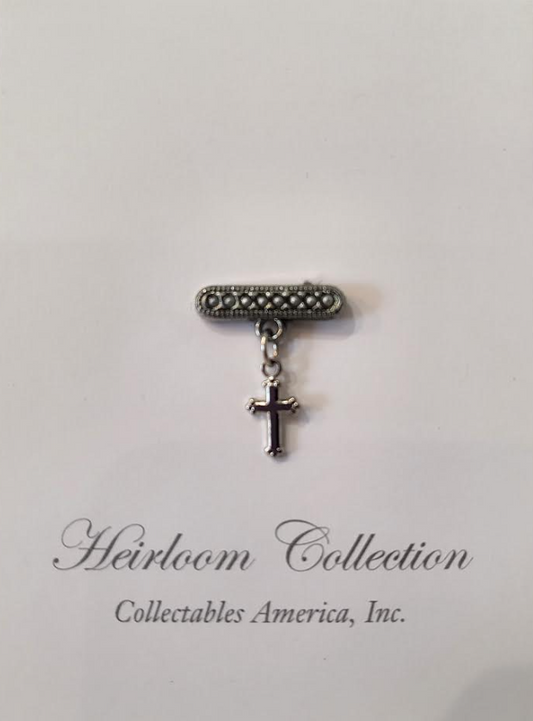 Rhodium Baptism Cross Baby Pin