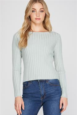 OPEN BACK RIB SWEATER