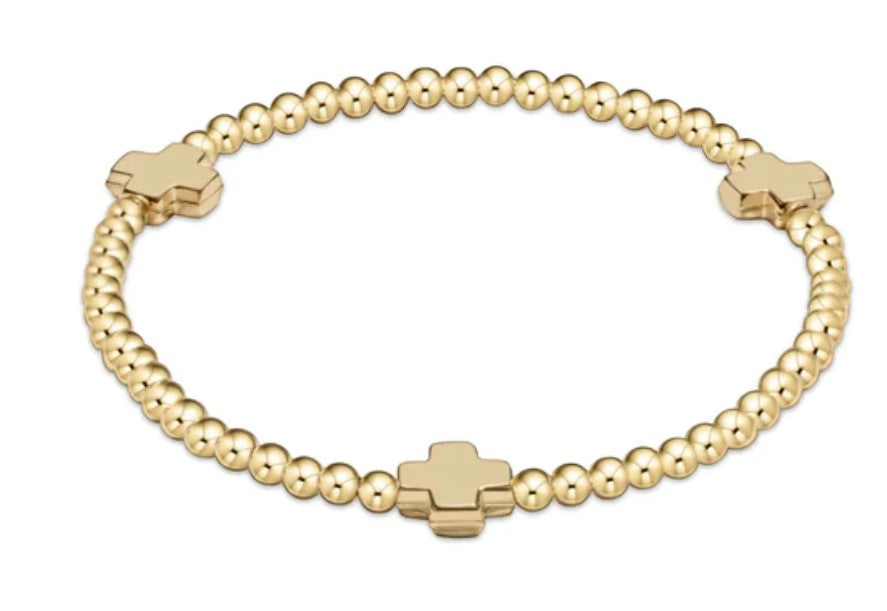 Signature Cross Gold  3mm Bracelet