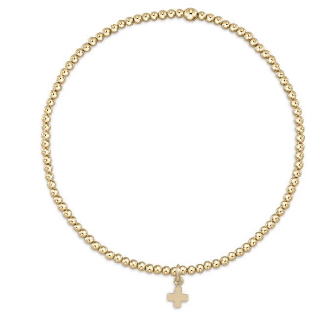 CLASSIC GOLD 2MM BEAD BRACELET - SIGNATURE CROSS