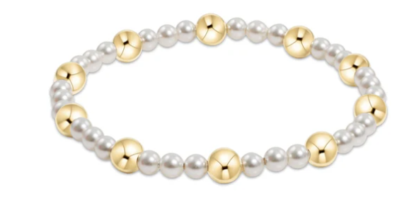 Pearl Sincerity Pattern 4mm Bead Bracelet - 6mm Gold