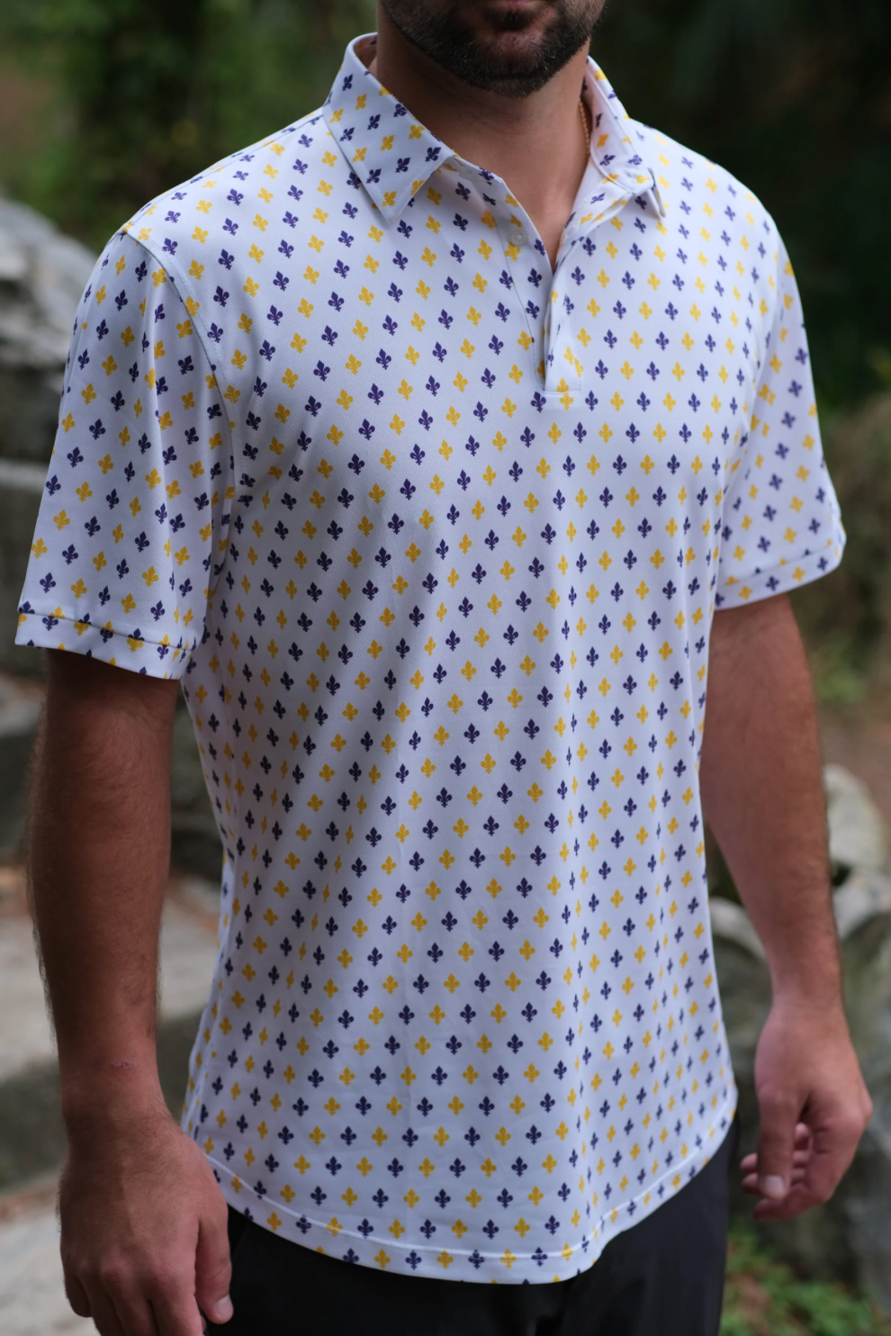 Men's Purple & Gold Fluer-De-LIs Polo Shirt