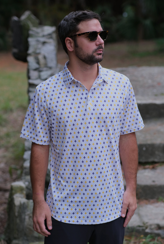 Men's Purple & Gold Fluer-De-LIs Polo Shirt