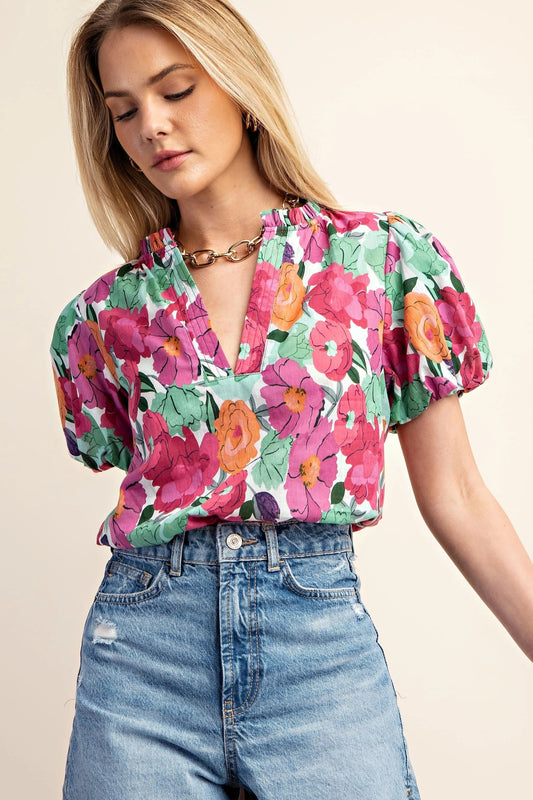 Vibrant Floral Print Top