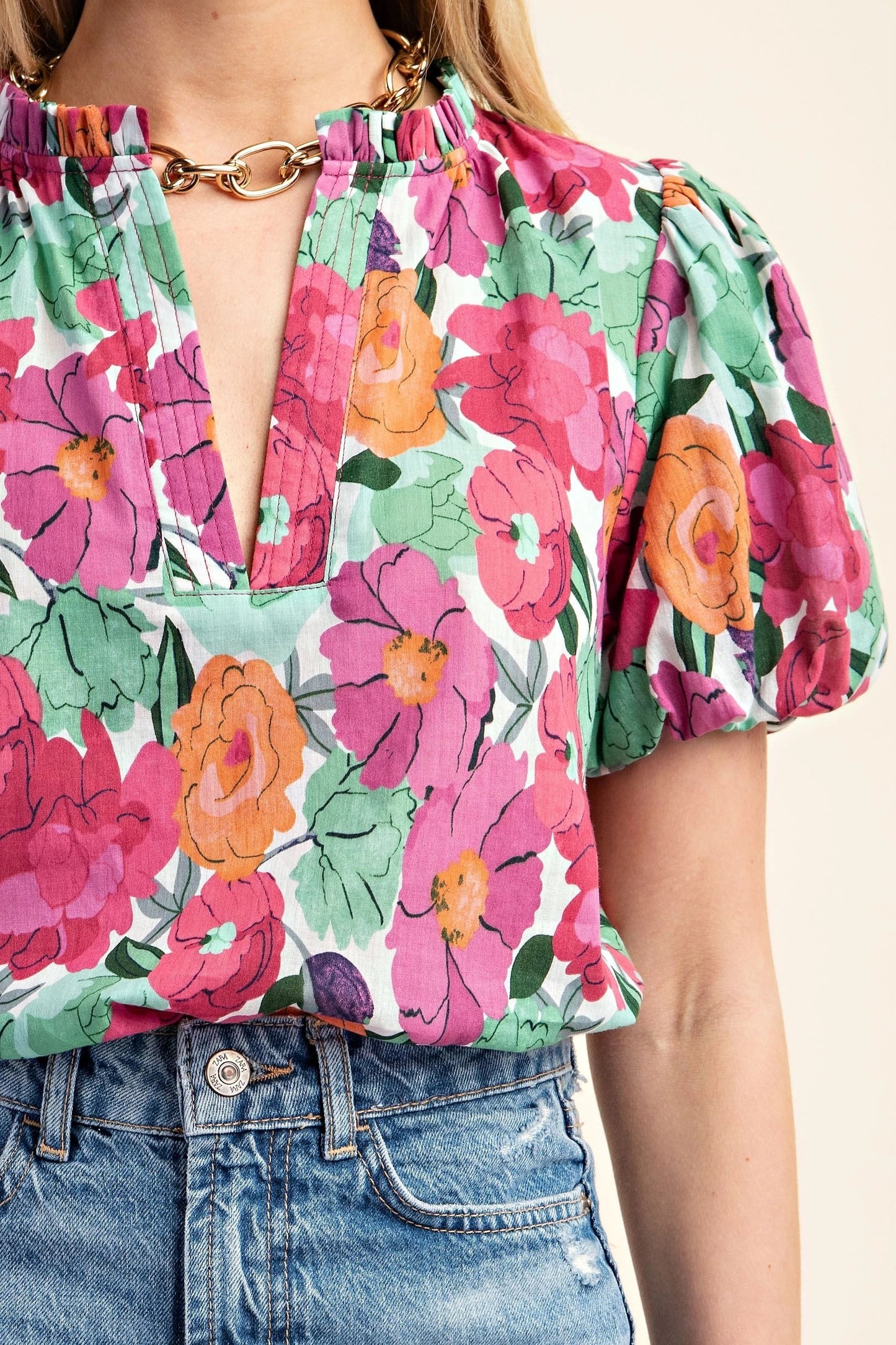 Vibrant Floral Print Top