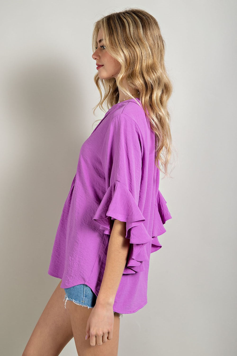 Orchid Ruffled Bell Sleeve Top