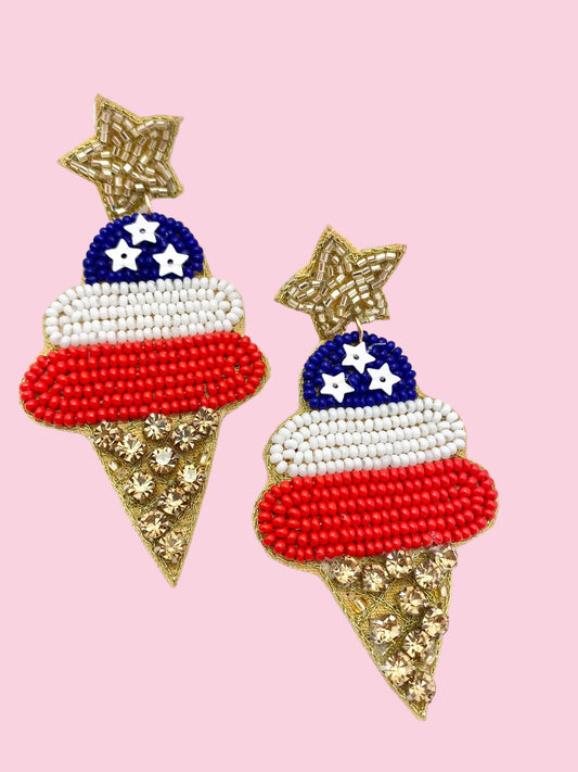 RWB Ice Cream Beaded Earrings