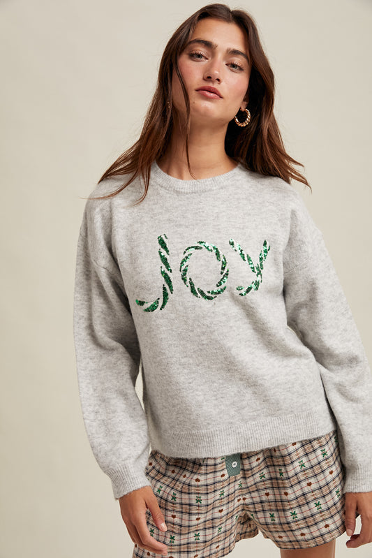 Joy Sequin Candy Cane Sweater