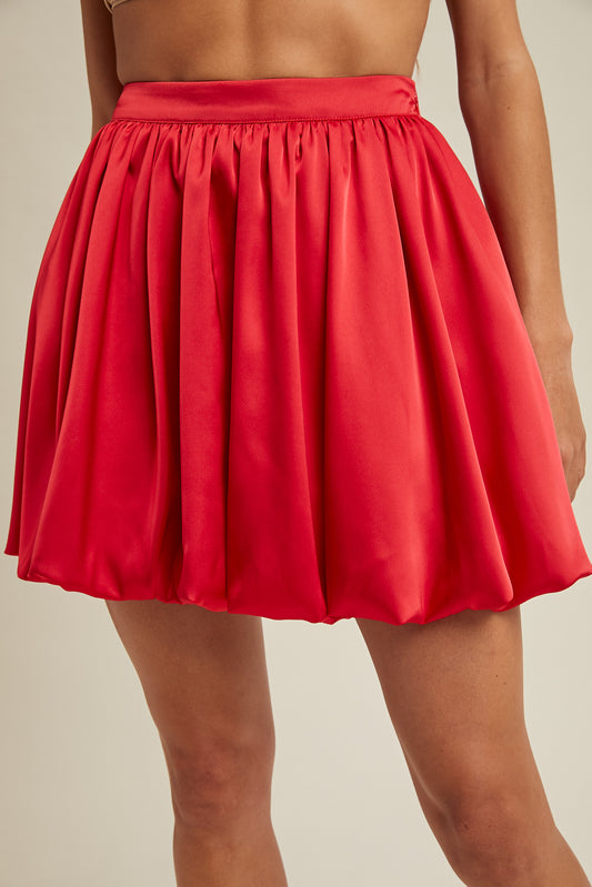 Satin bubble mini skirt