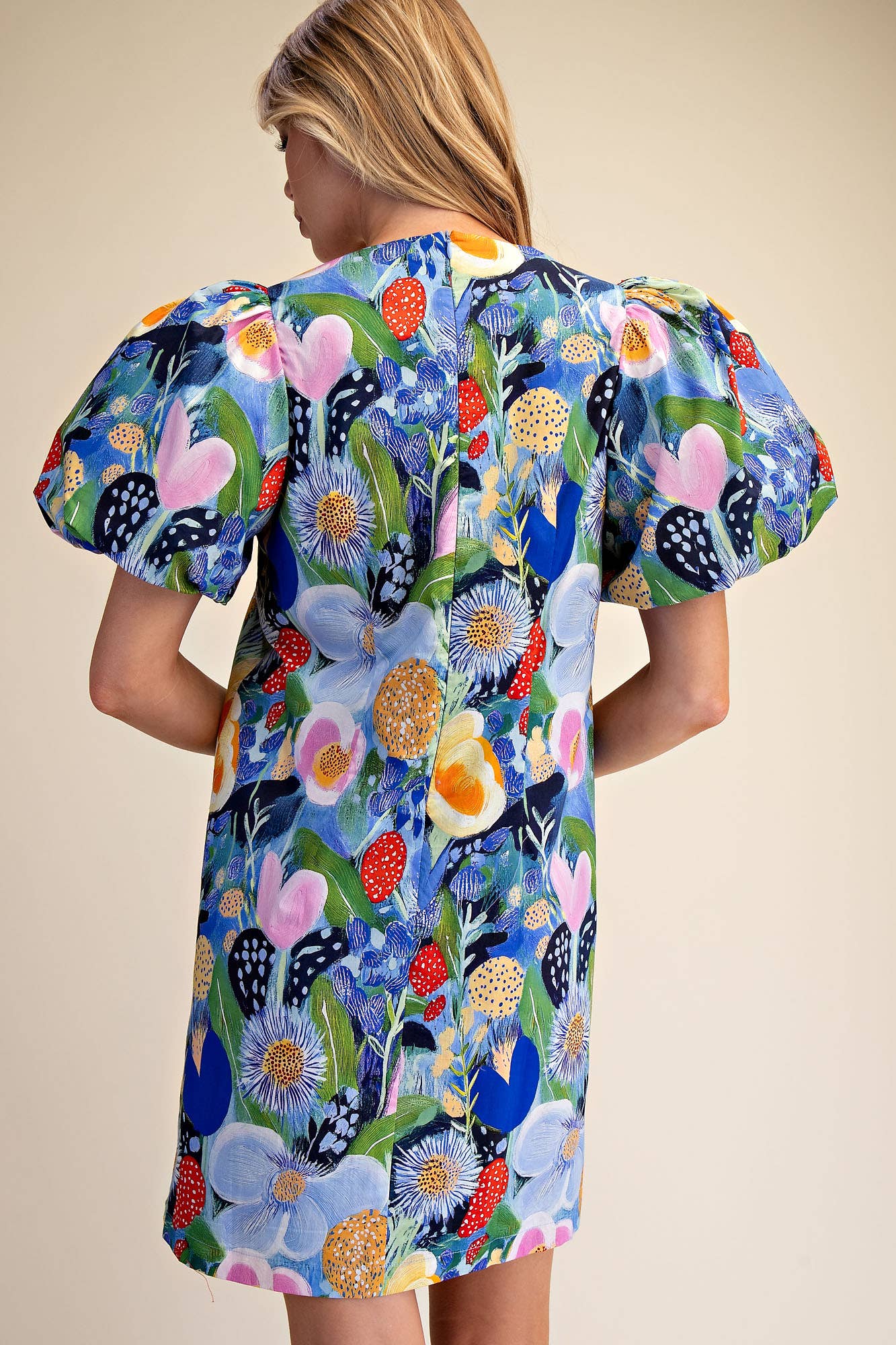 Balloon Sleeve Floral Printed Mini Dress - The Season Boutique