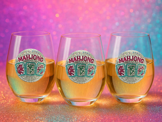 Mahjong Stemless Jeweled Wine Glass - The Season Boutique