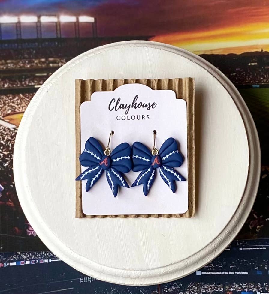 Braves Baseball Earrings  : Hat & Baseball Studs