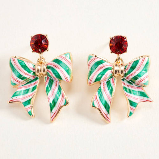 Candy Cane Bow Earrings