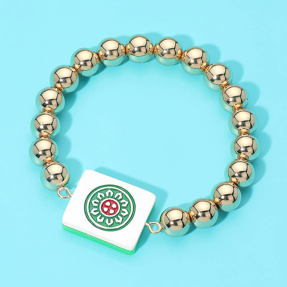 Mahjong Tile Beaded Stretch Bracelet - The Season Boutique