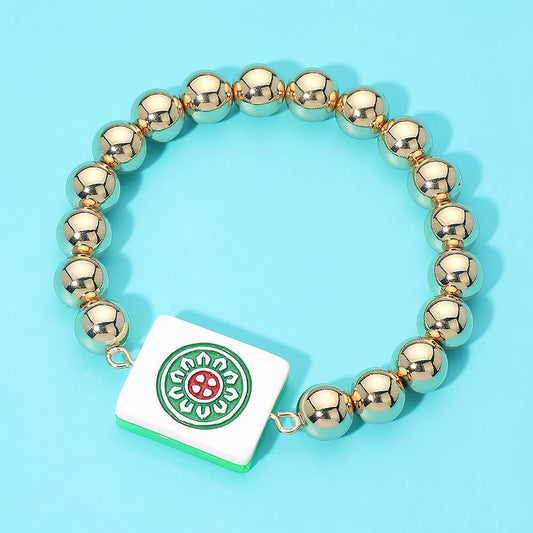 Mahjong Tile Beaded Stretch Bracelet - The Season Boutique