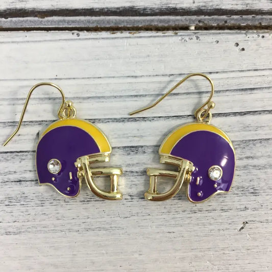 Purple and Gold Helmet Earrings