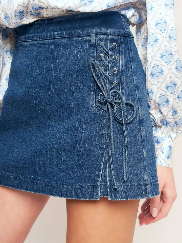 Washed Denim Skort - The Season Boutique