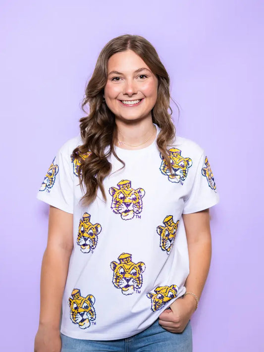 LSU Scattered Vintage Logo Tee