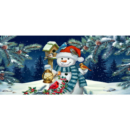 Snowman and Winter Birds Mini Mat