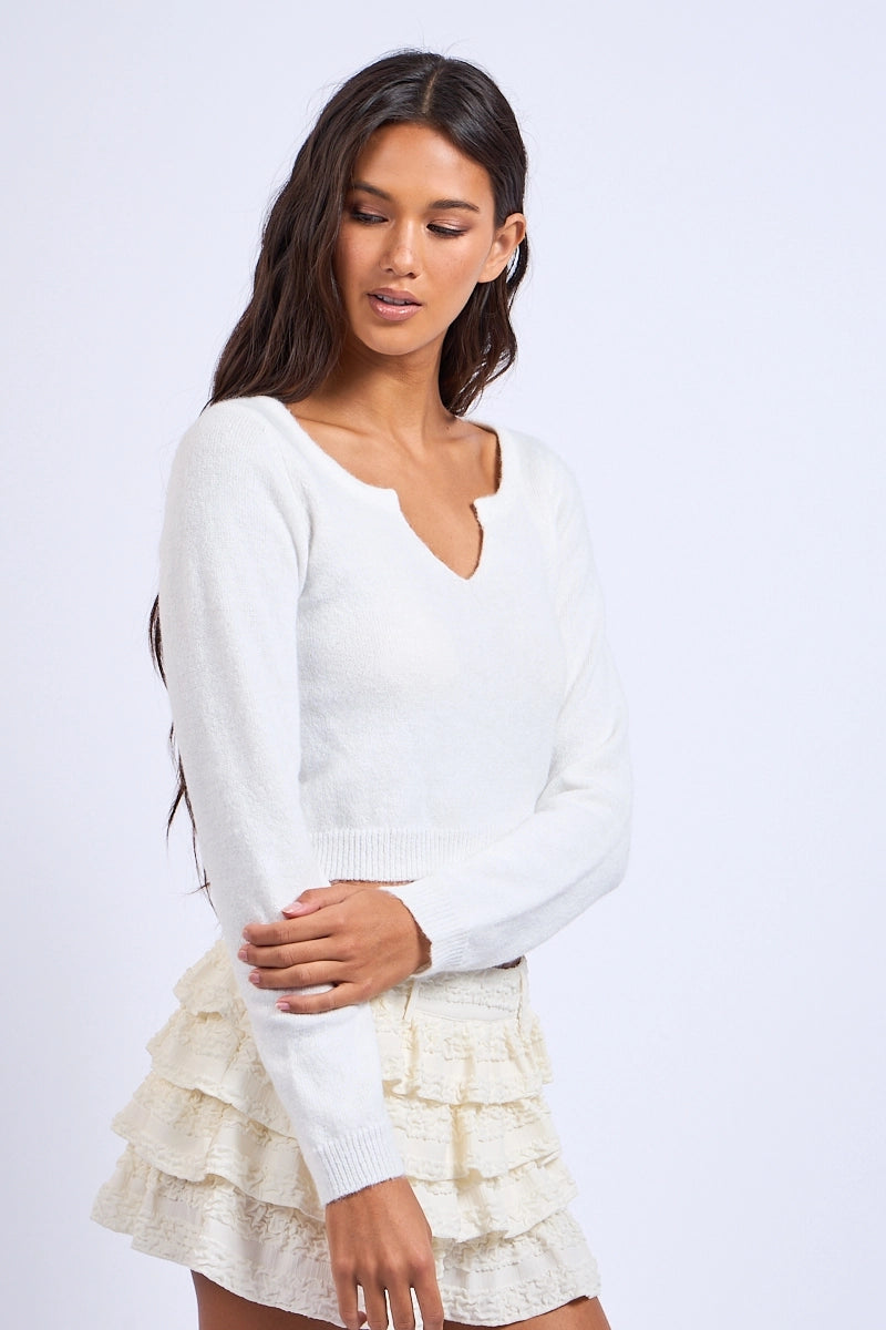 Knit Sweater Crop Top - The Season Boutique