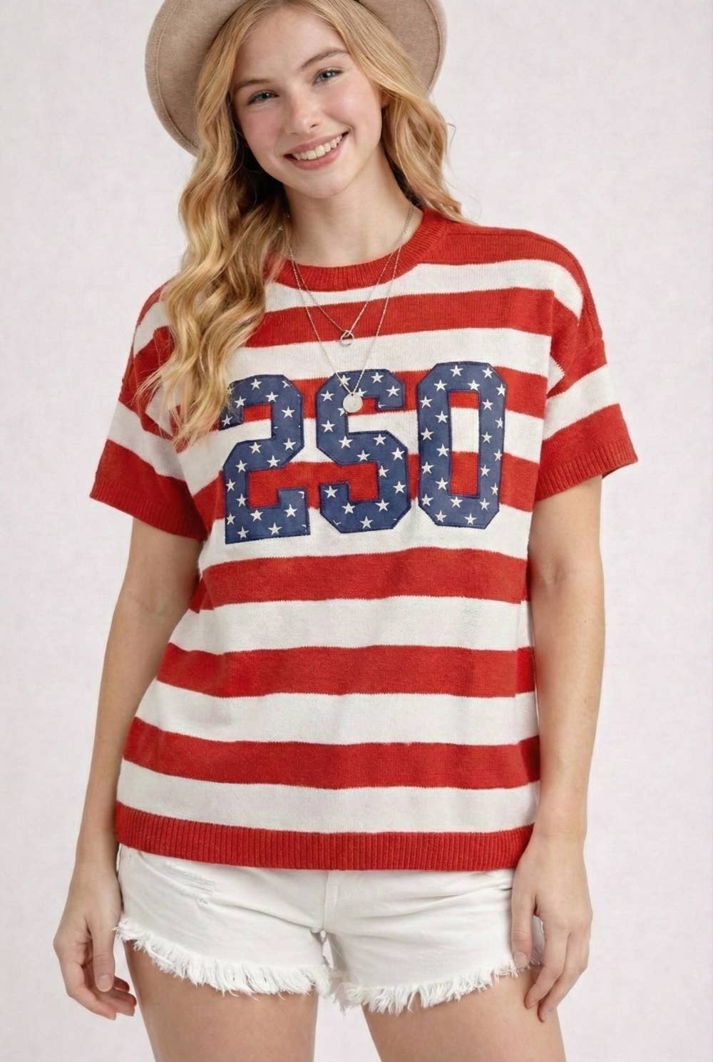 4th of July Stripe Top with 250 Year Patch - The Season Boutique
