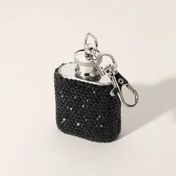1oz Bling Studded Stainless Steel Mini Flask Keychain Char
