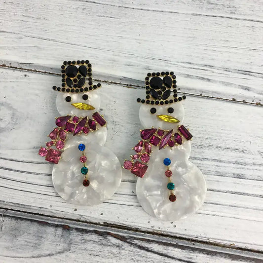 Marble Snowman Earrings