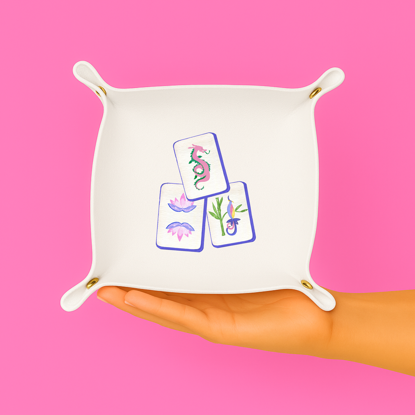 *NEW Mahjong gift Trinket Gift jewelry catchall | White