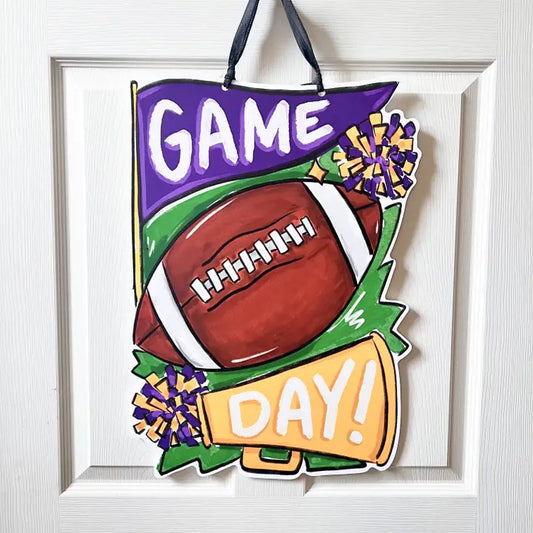 Game Day Purple & Gold Door Hanger