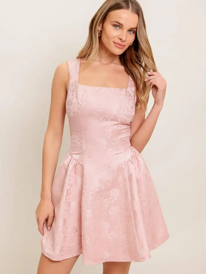 Woven Jacquard Satin Mini Dress