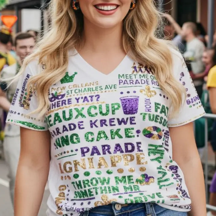 Mardi Gras Sequin Lagniappe T-Shirt