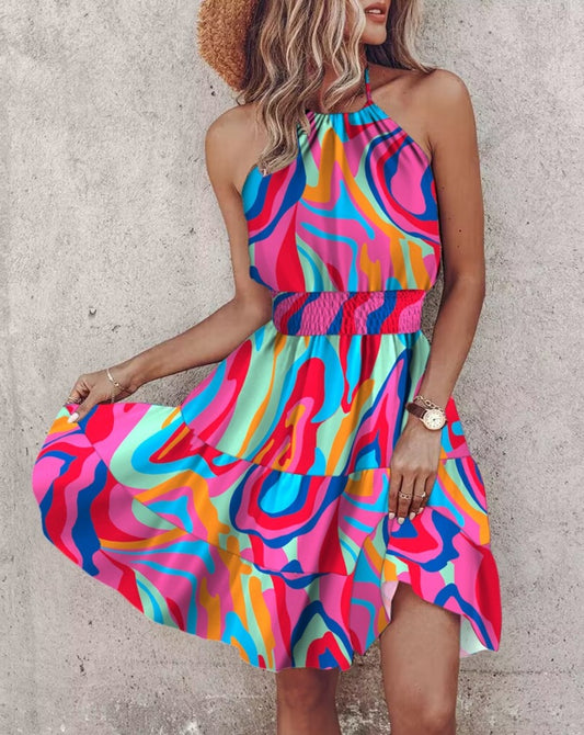 Multicolor Halter Dress