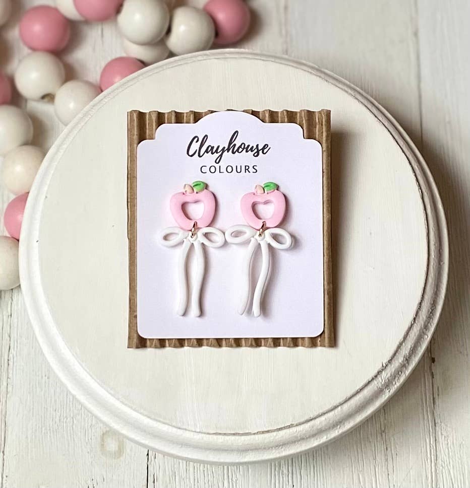 Teacher Earrings : Multi Bow with Apple Center