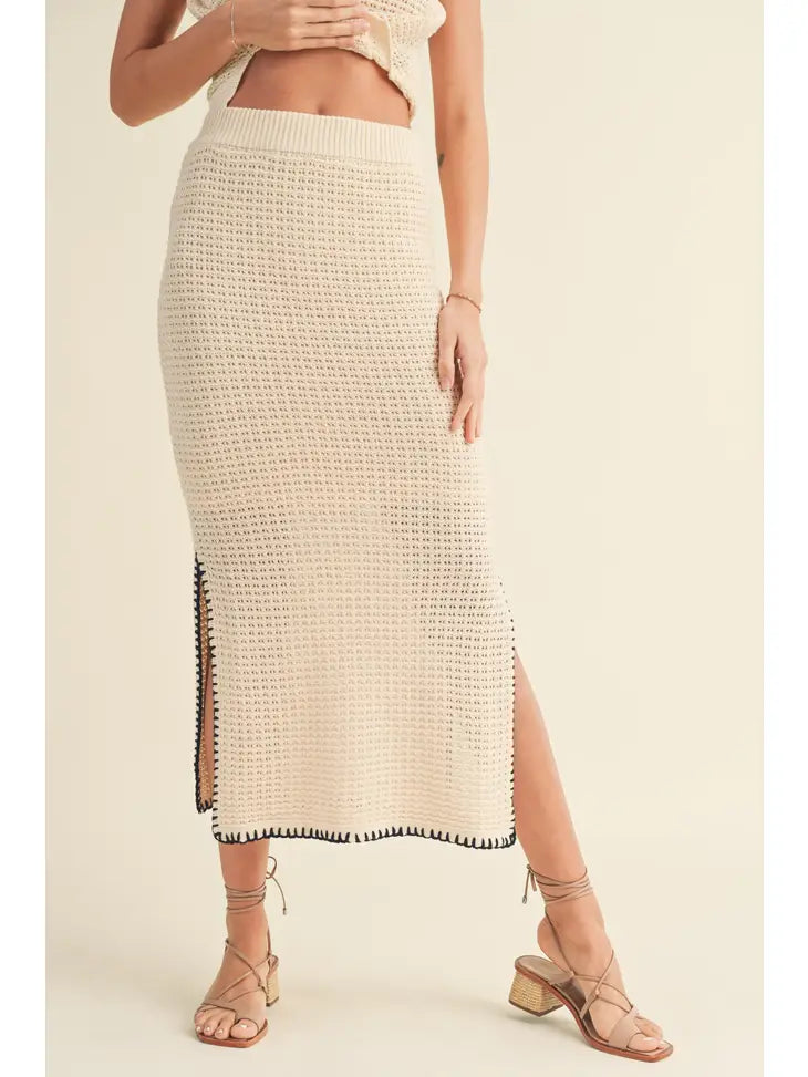 Crochet Knitted with Stitching Detail Skirt