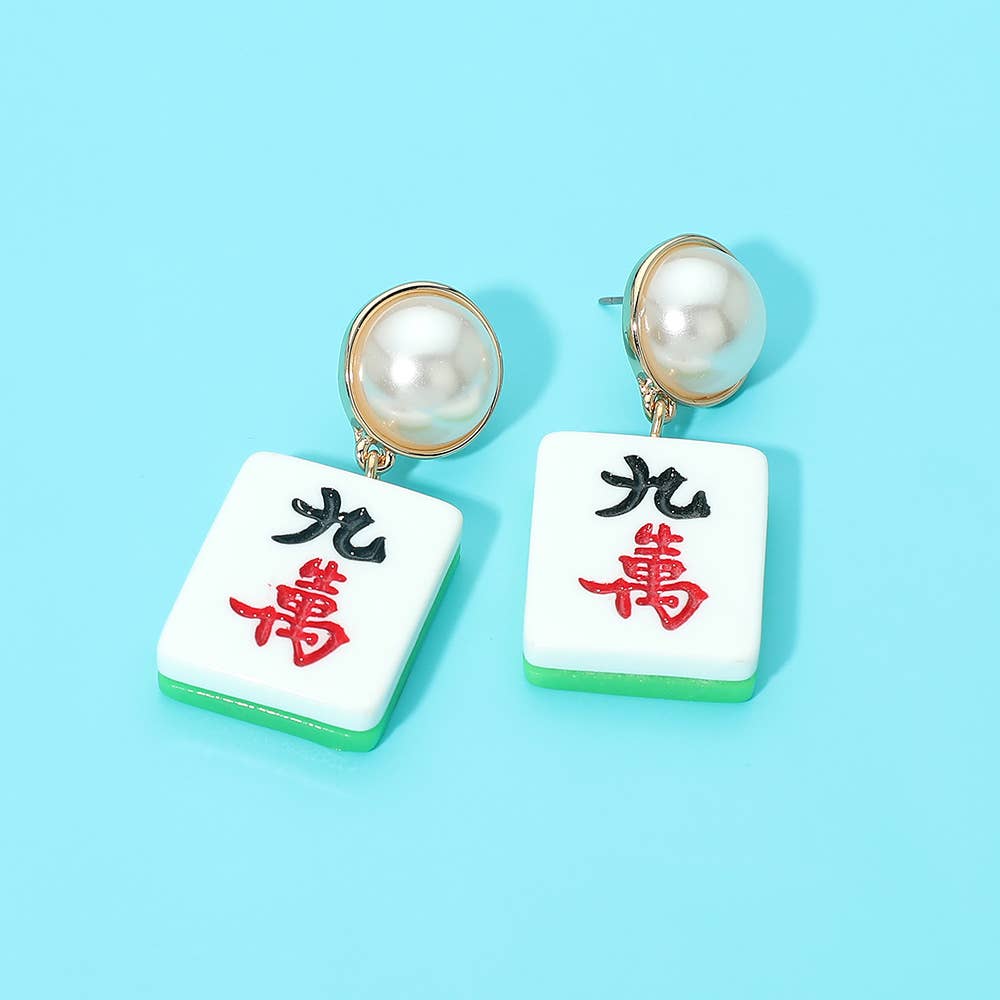 Mahjong Tile Earrings
