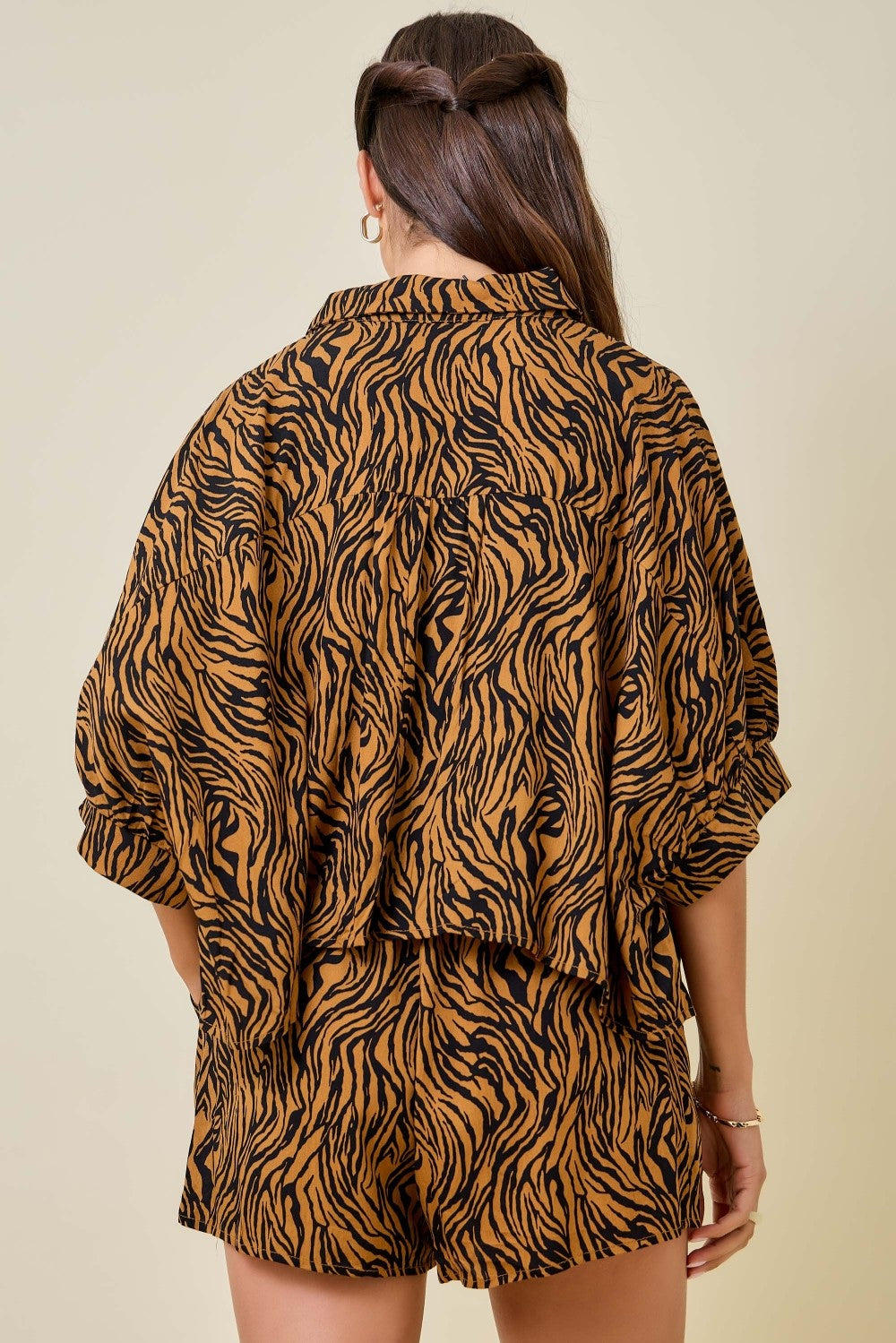 Tiger Print Top & Shorts Set