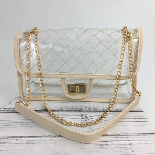 Classy Clear Bag Purse Cream