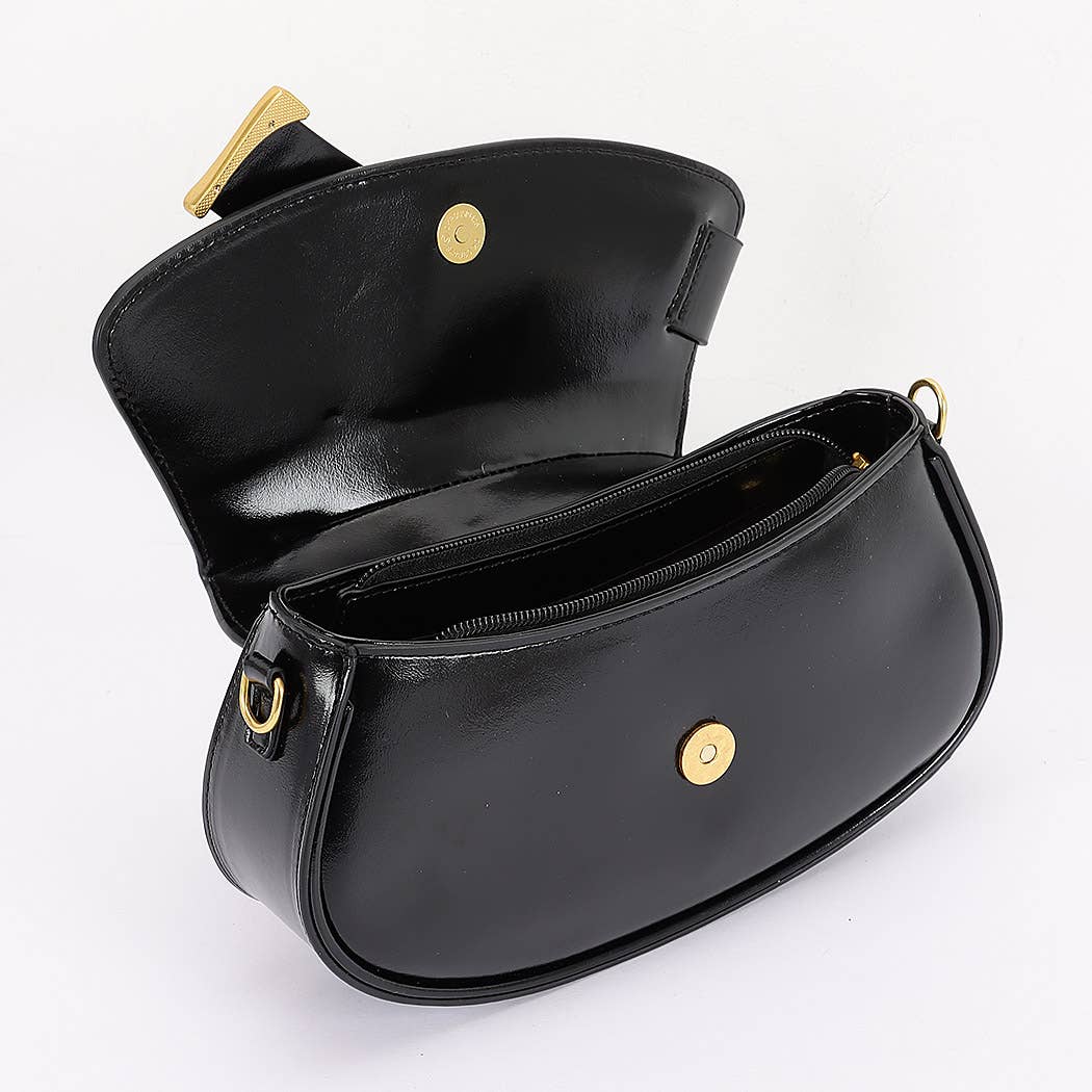 Faux Suede and Leather Crossbody Bag