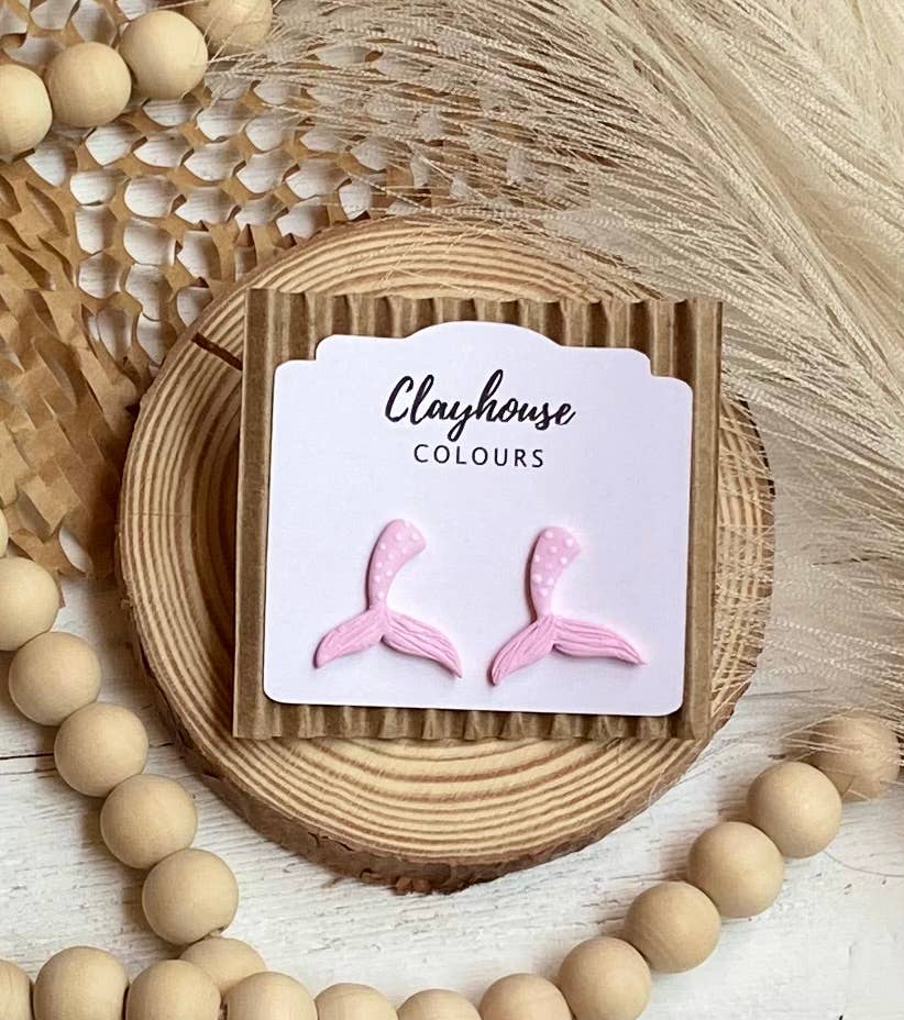 Beach Clay Earrings: Large Shell w/Pearl Post - The Season Boutique