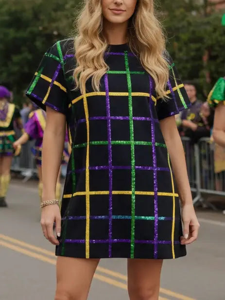 Sequin Mambo Mardi Gras T-Shirt Dress