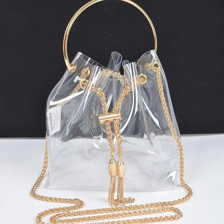 Clear Bucket Bag W/Chain Tassel