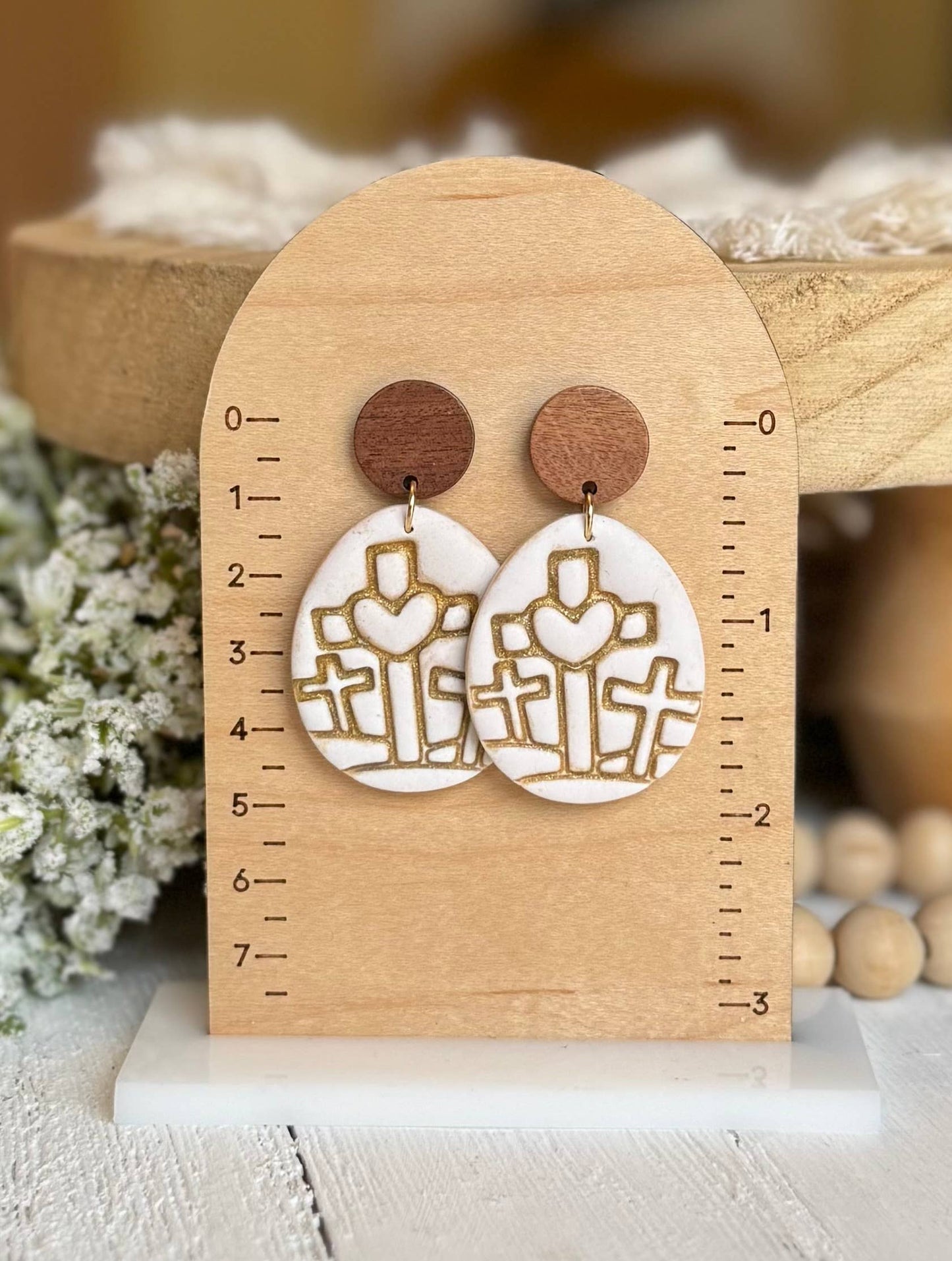 Religious Earrings : Cross with Heart