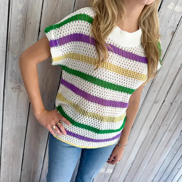 Ivory Mardi Stripe Loose Knit - The Season Boutique