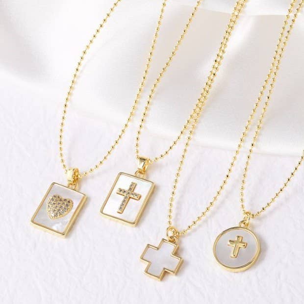 RHINESTONE PENDANT NECKLACE CROSS